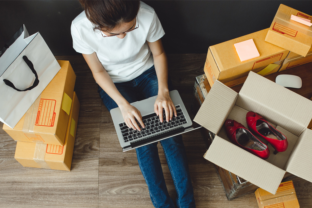 A woman and laptop