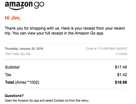 Amazon Go Receipt