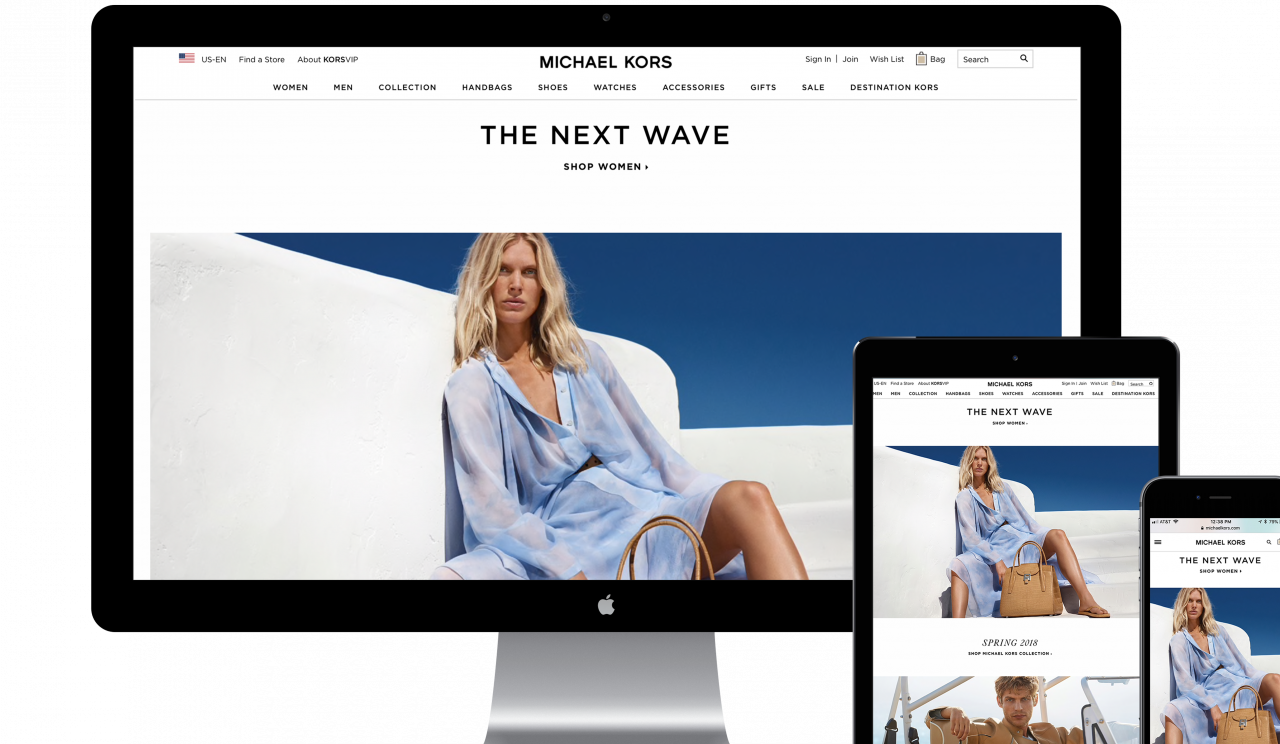 Michael Kors website displayed on multiple devices