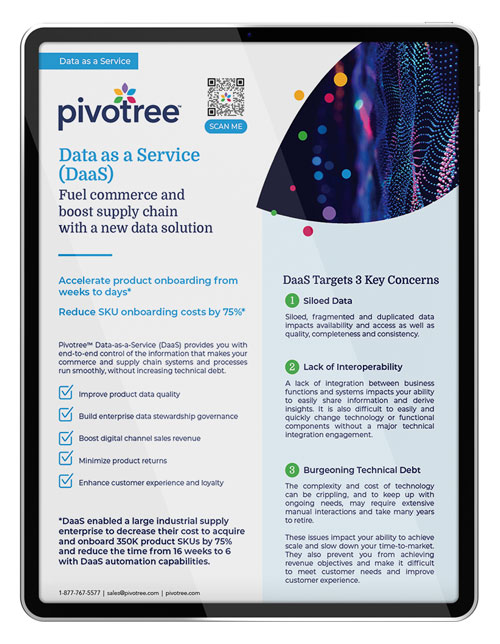 Tablet graphic with DaaS product overview sheet on the display