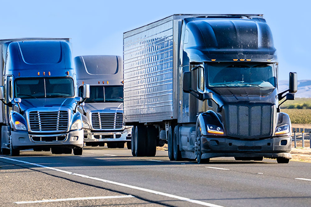 Heavy duty trucks on highway